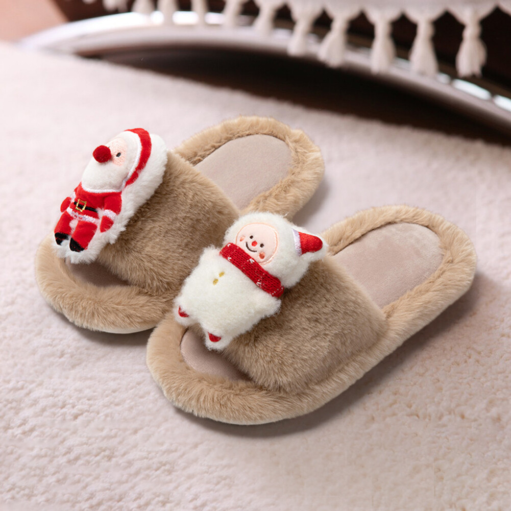 SAOLA Pantofole stampate natalizie comode peluche traspiranti suola gomma pantofole