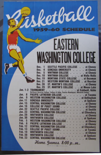 1959-60 Eastern Washington College Basketball Schedule Poster - Picture 1 of 2
