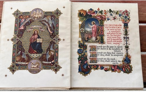 1911 First Edition Illuminated Jesus Bible - Sermon on the Mount - Sangorski" - Picture 3 of 8