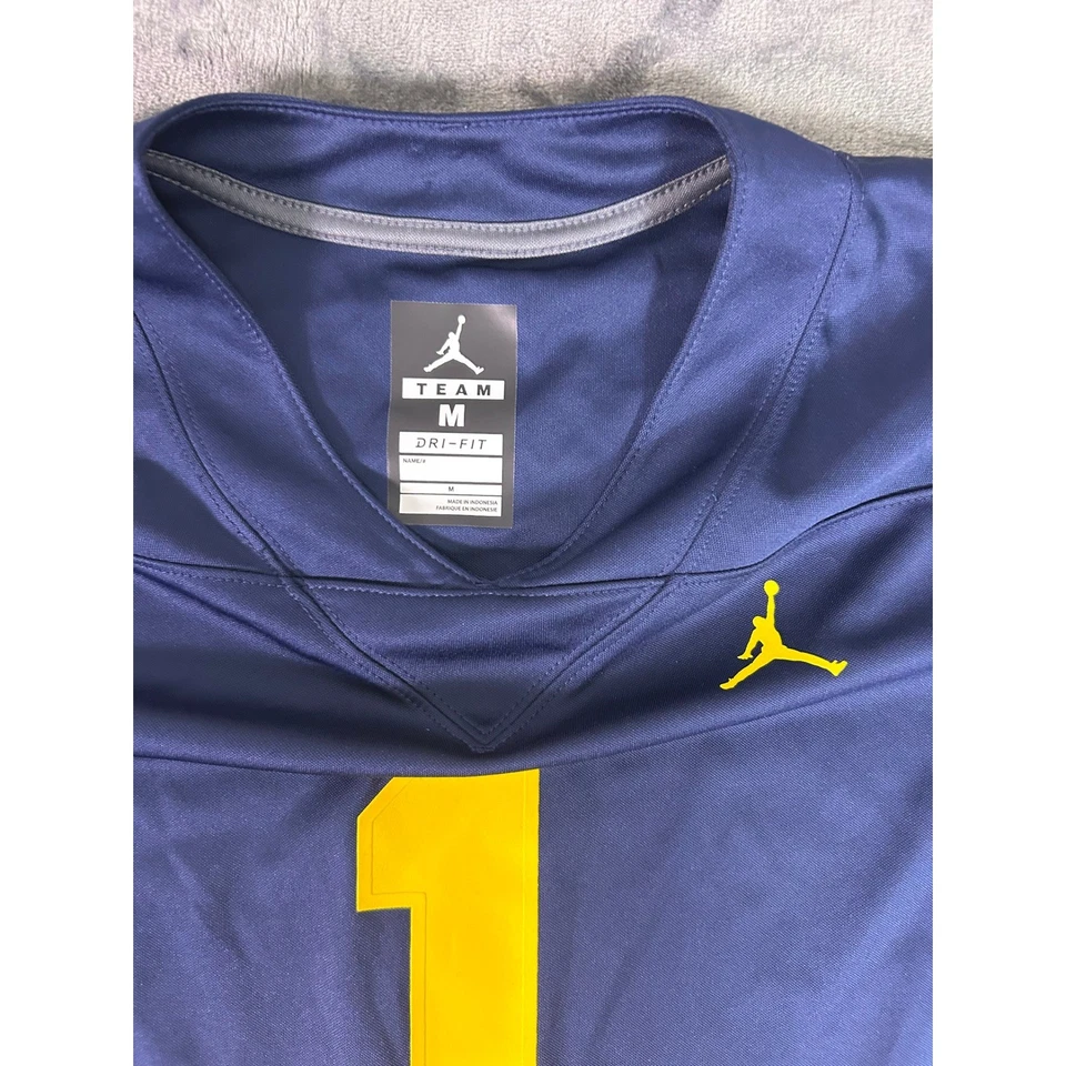 Jordan Michigan Wolverines Number 1 Dri Fit Youth Jersey Size Medium - Image 3 of 4