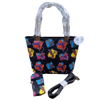 Salon Styled Bag With Rhinestones On The Bag, A Mini Bag, & An Adjustable Strap