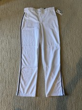 Champro white baseball pants navy piping open bottom Adult Medium NWT