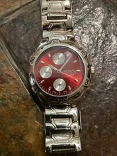 Orologio Ginevra Acciaio Inox Quarzo Quadrante Rosso 36mm B630 Ha Bisogno di Batteria
