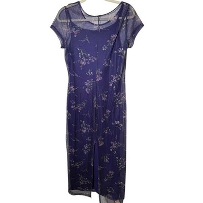 90s layered mesh dress Vintage 90s Black Sheer Floral Velvet Midi Sleeveless Dress – Size M –  Wanda Core