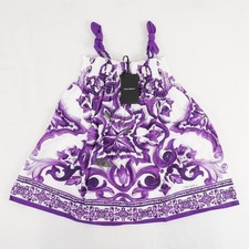 Dolce & Gabbana Kids Majolica-Print Sleeveless Poplin Dress Purple Girls Size 4