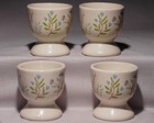Set of Four Ceramic Egg Cups 3" Tall, Pastel Floral Design, Perfect Condition — photo 3