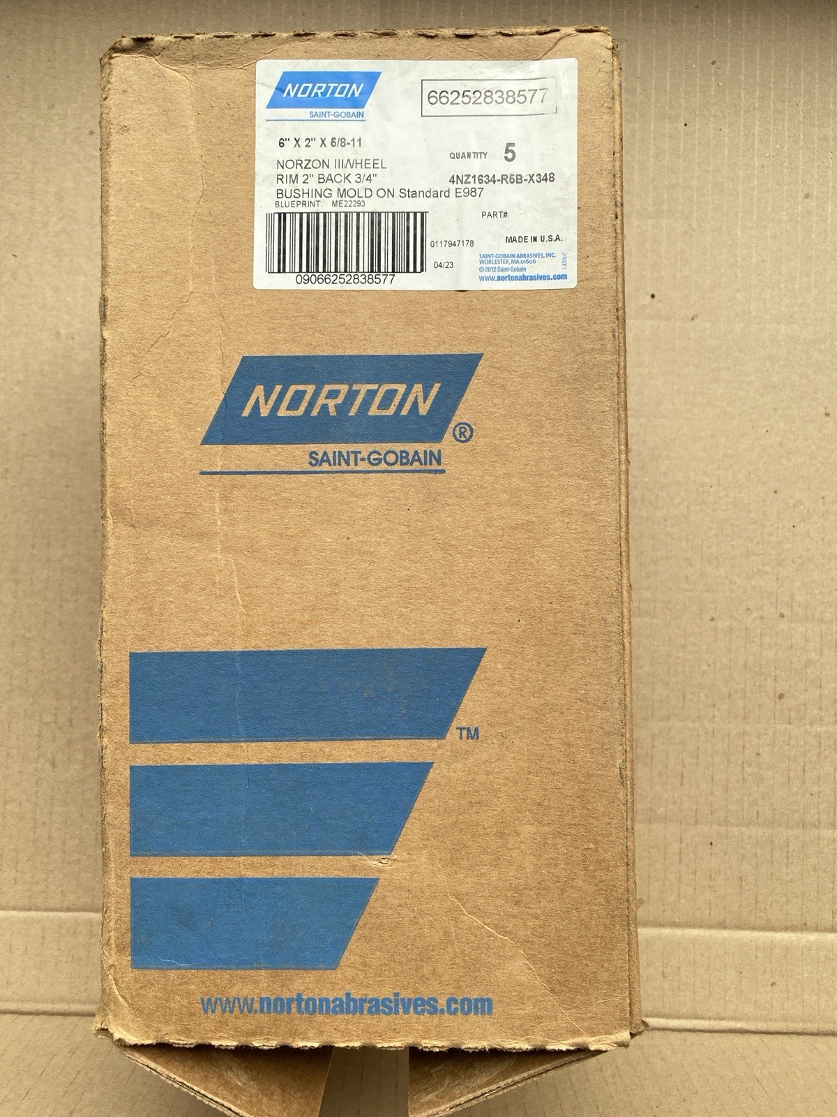 NEW Norton Snagging Grinding Wheels 6”x2”x5/8-11” 66252838577 5pk Abrasive Disc