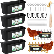 4 Pack Hanging Chicken Feeder,Fence Feeder Trough and Waterer for Goat Sheep Dee