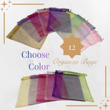 12 pcs Assorted Color Organza Bags 5x7 inches Mesh Bags Drawstring for Candies