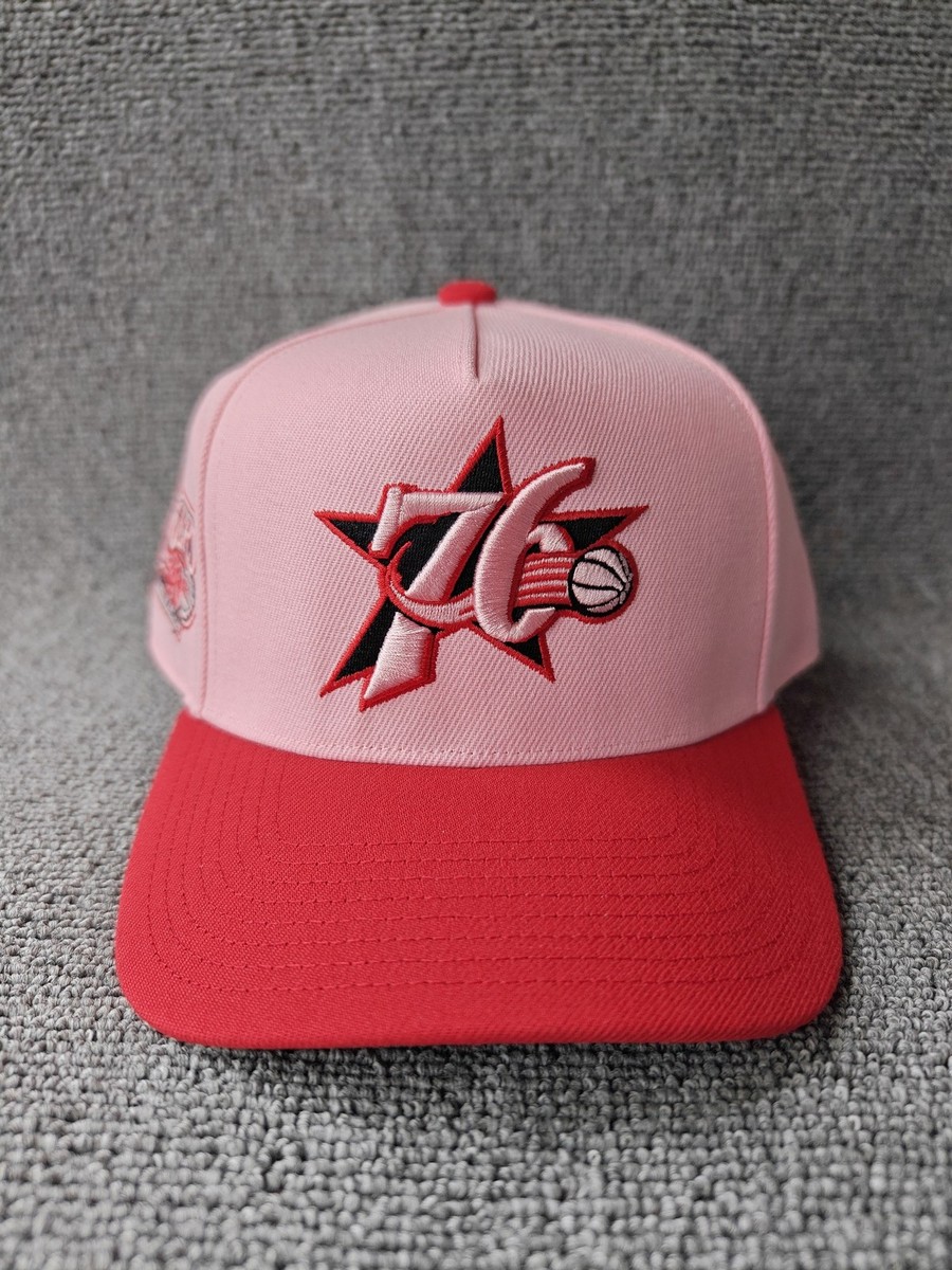 Mitchell & Ness Philadelphia 76ers 40 Anniversary Pink Red Snapback Hat