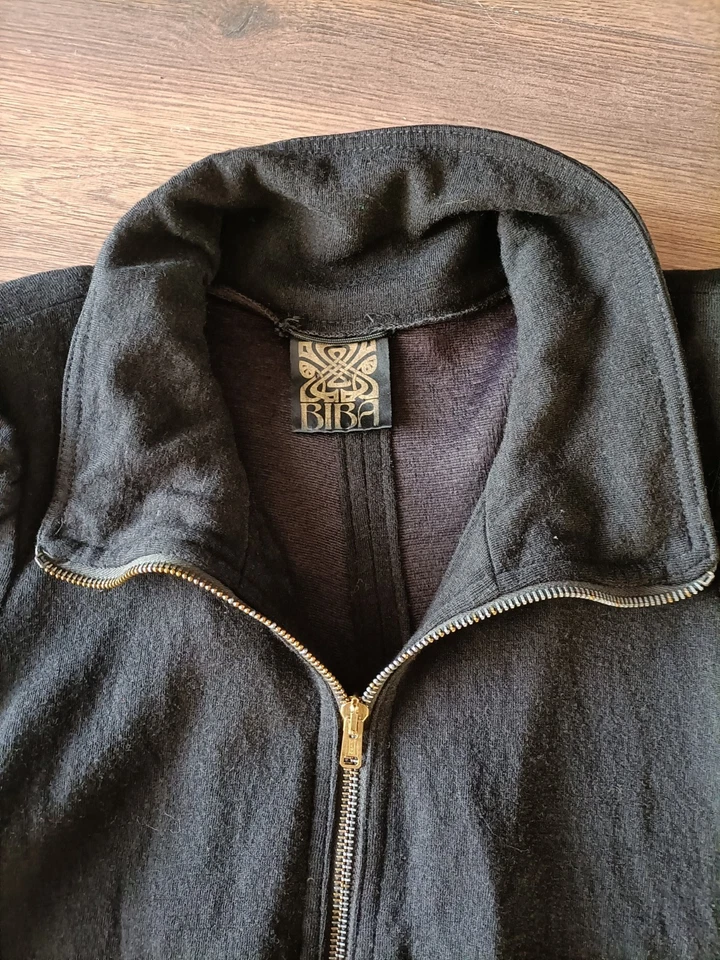 Vintage Original 1972 Biba Black White Monochrome Cotton Wool Trapeze Coat  - Image 3 of 4