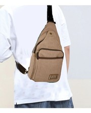 CANVAS Tan Sling BACKPACK Muli-purpose schooll travel hiking 13 x 9