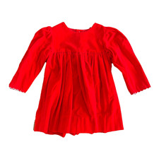 VTG 90s Baby Togs Girls Red Velvet Holiday Dress Christmas With White Trim