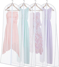 4 Pcs Wedding Dress Garment Bag Protective Breathable Hanging White Cover 72''