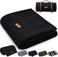 100 Wool Blanket, 48" x 62", Warm, Thick, Washable, Military Wool Blanket, Grea