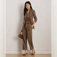 Ralph Lauren Black Label Glen Plaid Wool Pants Brown size 8