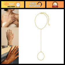 Dainty Adjustable Hand Chain Bracelet, 14K Gold Plated CZ, Tarnish-Resistant