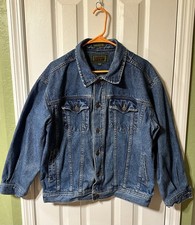 Casual Pointe Hong Kong Made Large 100% Cotton Denim Jean Trucker Jacket Vintage