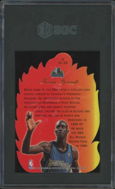 1996 FLAIR KEVIN GARNETT 2 MT HOT SHOTS ERROR CLYDE DREXLER FRONT SGC 9 TWOLVES - Image 2 of 2