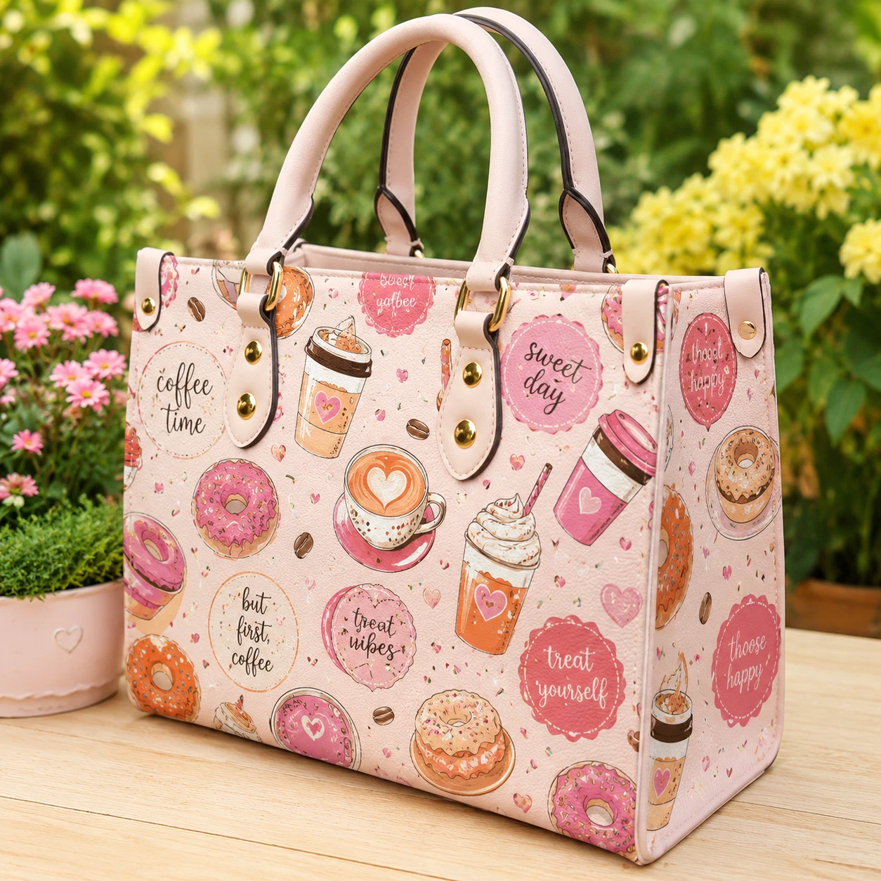 Coffee Donut Leather Handbag, Gift For Women