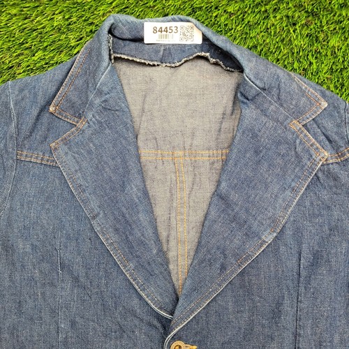 Vintage 70s H.I.S Denim Blazer Jacket XS/S 18x27 Hippy Blue - Picture 3 of 13