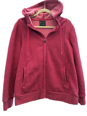 FIGS Hoodie On-Shift Zip Women L  Raspberry Pink Cotton Blend Cozy Warm Fleece