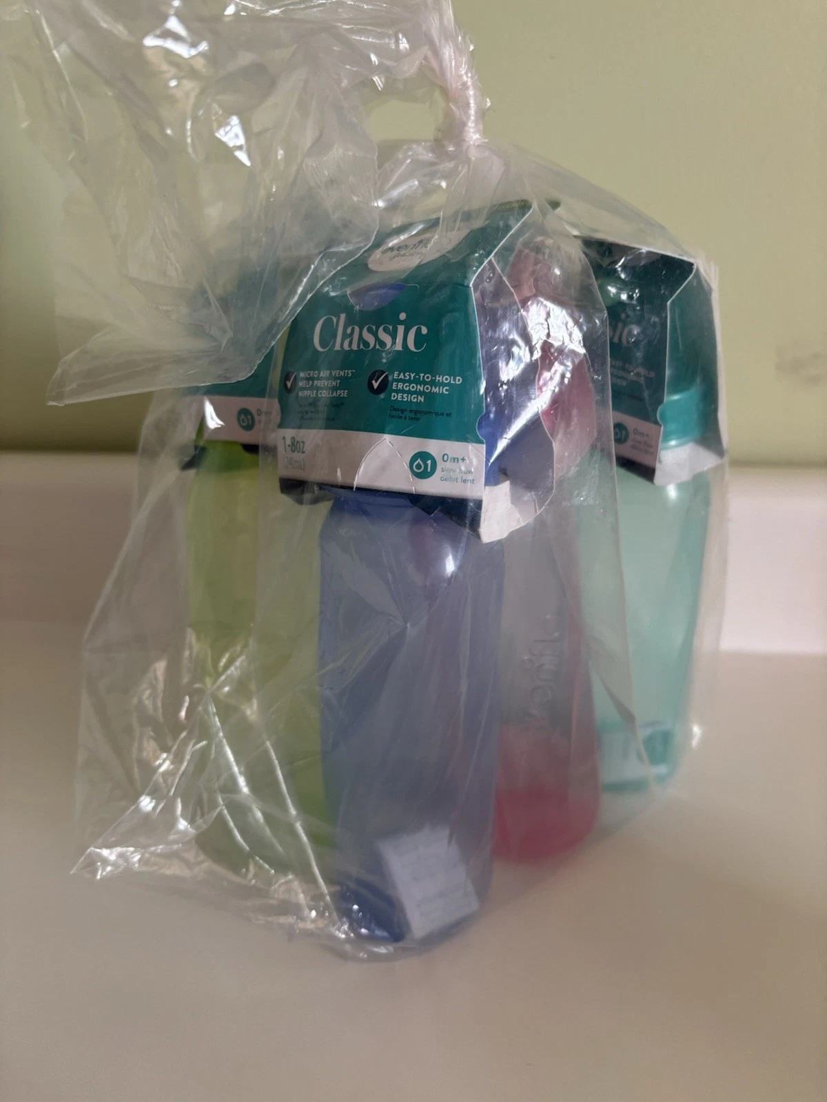 Evenflo Classic Tinted Baby Bottles 8oz, 6-Pack