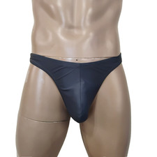 Mens Thong T-Back Big Pouch Gray Nylon/Spandex Medium Made in USA