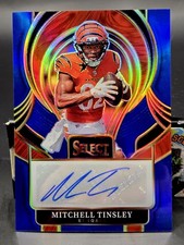 💥2025 Select Mitchell Tinsley Autograph Bengals SP Blue Prizm Bookend /99!💥