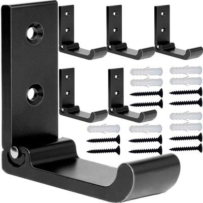 Msbong 6Pcs Folding Coat Hooks, Matte Black Wall Hooks For Hanging Coa