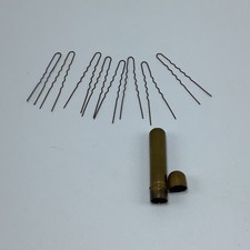 Vintage Gold Metal Bobby Pin Tube Holder  8 Bobby Pins