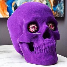 Velvet Skull Gothic Ornament Purple Jewelled Gaze Nemesis Now Pagan