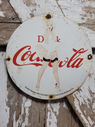 VINTAGE COCA COLA PORCELAIN SIGN OLD SODA POP ADVERTISING COKE MARILYN MONROE 12