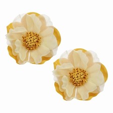 Large Fabric Flower Brooches Pins, 2Pcs Rose Flower Brooch, Yellow