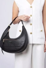 MARC JACOBS  BLACK LEATHER CRESCENT HOBO BAG New With Tags MSRP $475