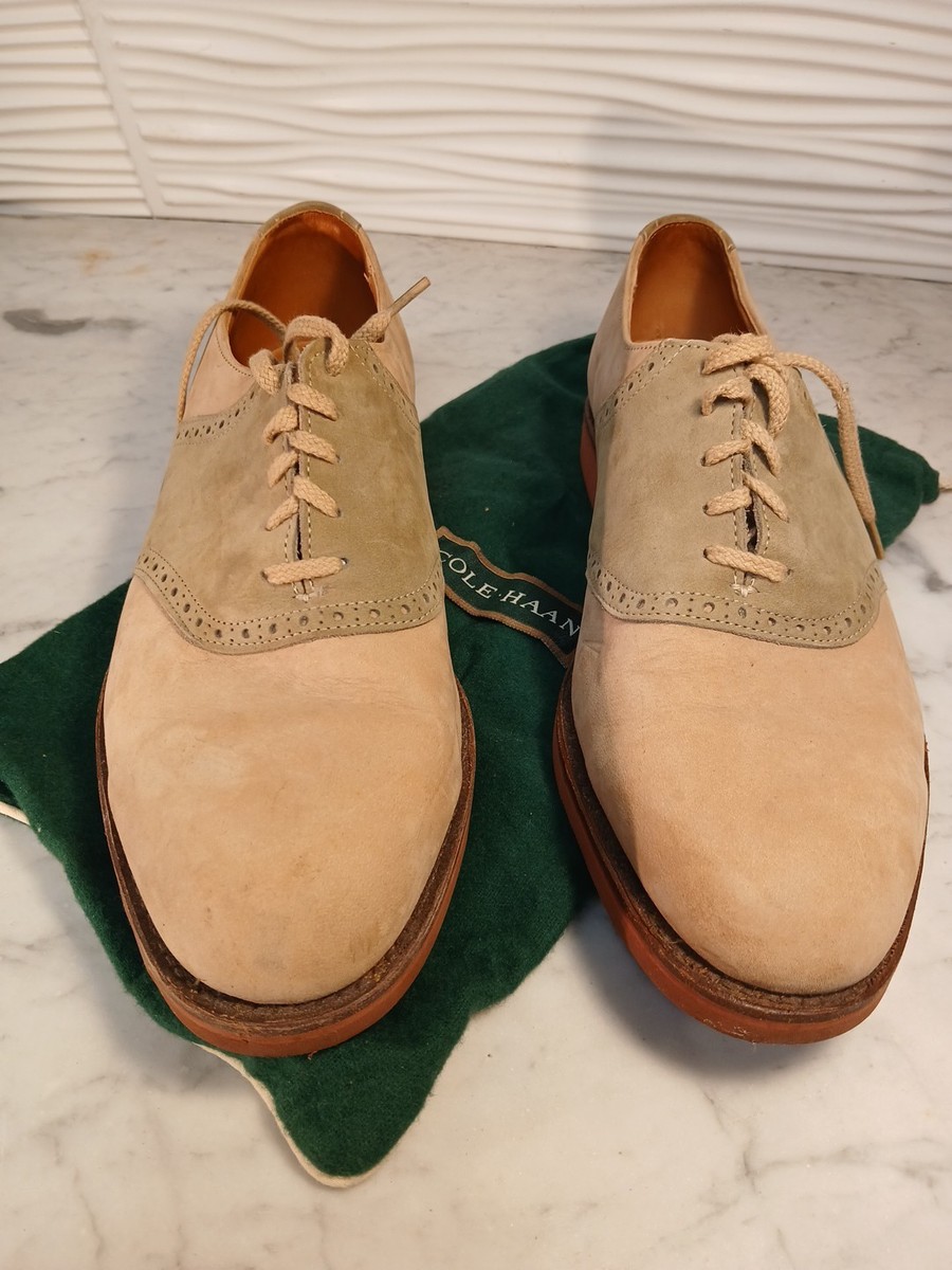 Vintage Cole Haan Beige Leather Suede Saddle Oxford Dress 