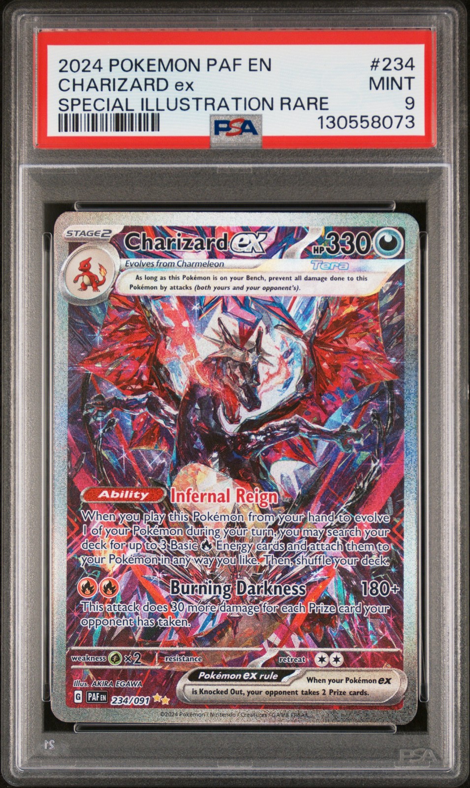 2024 POKEMON PAF EN-PALDEAN FATES SPECIAL ILLUSTRATION RARE CHARIZARD EX PSA 9