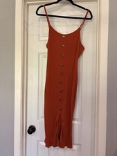 Shein Curve Women's, Maxi Dress, Burnt Orange, Sleeveless, Size 1XL