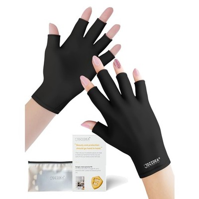 UV-Nagelhandschuhe, Schwarz, Einheitsgröße, Fingerlose, Stretchbar, Atmungsaktiv