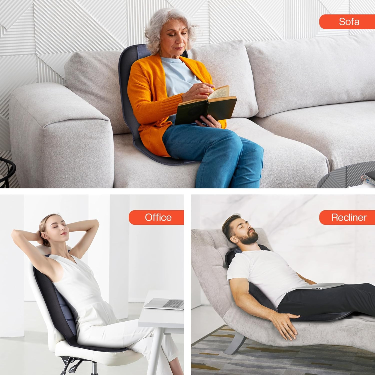 CILI Massage Chair Pad,Back Massager with Heat,Massage Seat Cushion with 10 Vibr