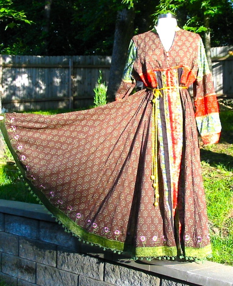 J Peterman Patchwork Embroidered Boho Long Flowy … - image 1