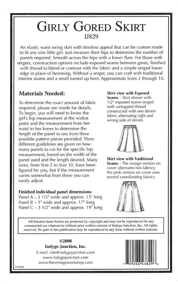 Uncut Children's Girly Gored Skirt Sewing Pattern by Indygo Junction # IJ829 - Image 2 of 2