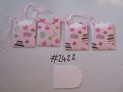 4er Set #2422 rosa mit Partyartikeln Unikate Handarbeit Geschenkanhänger