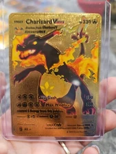 Charizard Vmax Premium Gold Foil Fan Art Vinyl Textured Collector Pokemon Card 