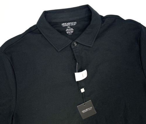 Awearness Kenneth Cole Slim Fit Short Sleeve Polo Shirt Men XL Blk NWT $40