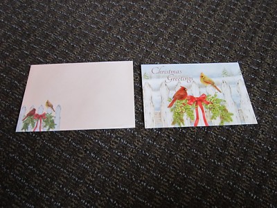 Cardinal Couple Christmas Card Lovely Winter Art Jane Shasky Pretty FREE SHIP
