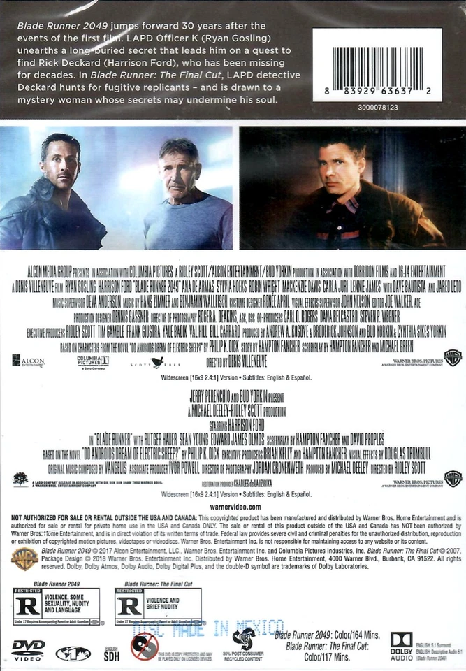 Blade Runner 2049 + The Final Cut - Double Feature - Harrison Ford , New DVD - Image 2 of 2