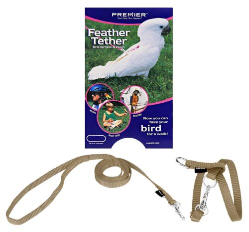 Premier Feather Tether Bird Harness and Leash MEDIUM FAWN for Mini Macaws - Picture 1 of 2