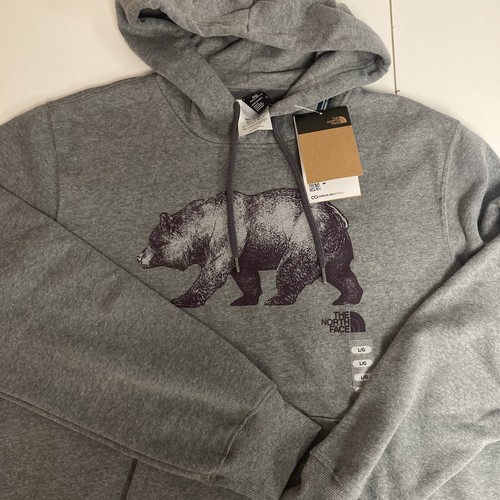 NEW The North Face Pullover Hoodie Large Novelty Graphic Bear Grey