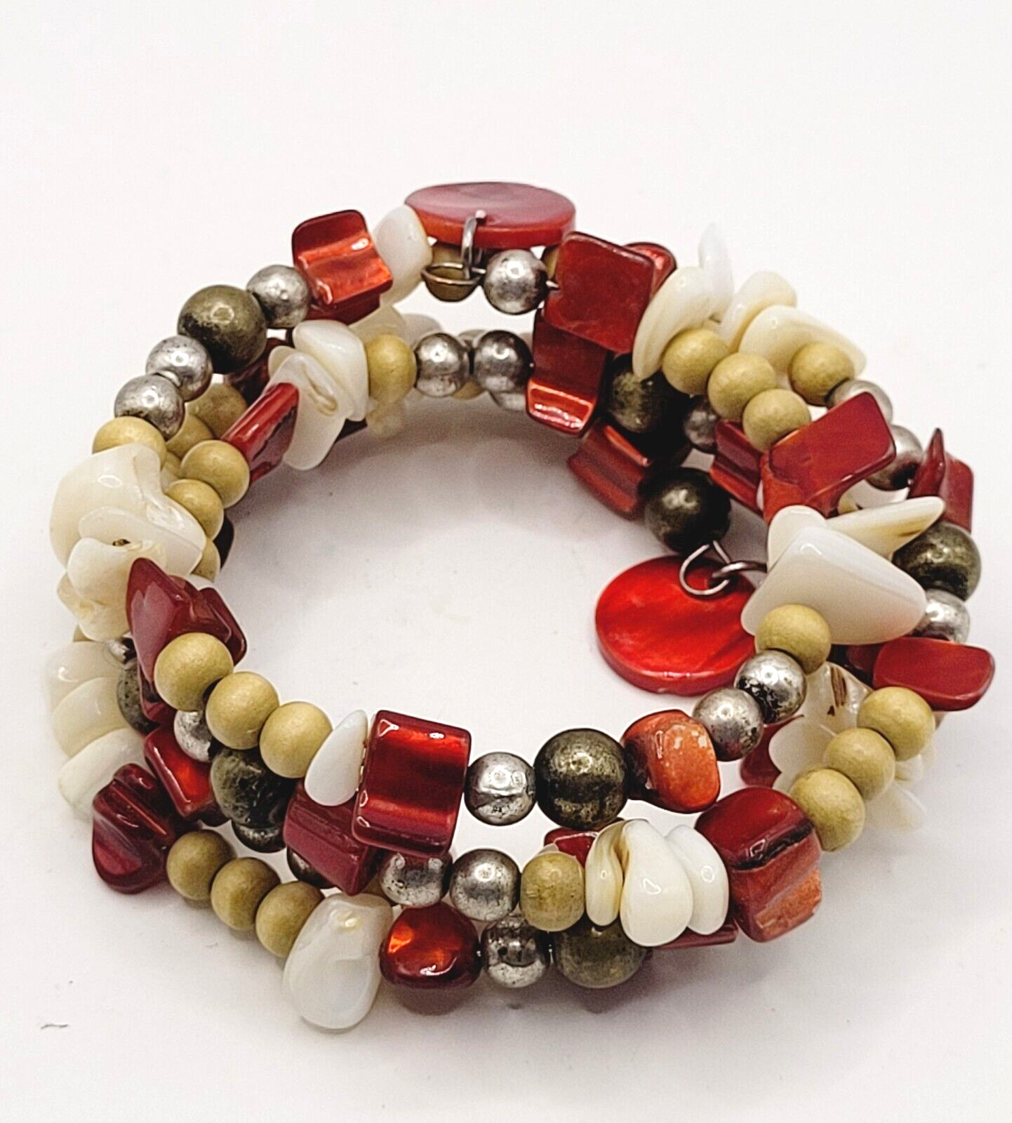 Chunky Wrap Memory Wire Glass Shell Colorful Boho… - image 11